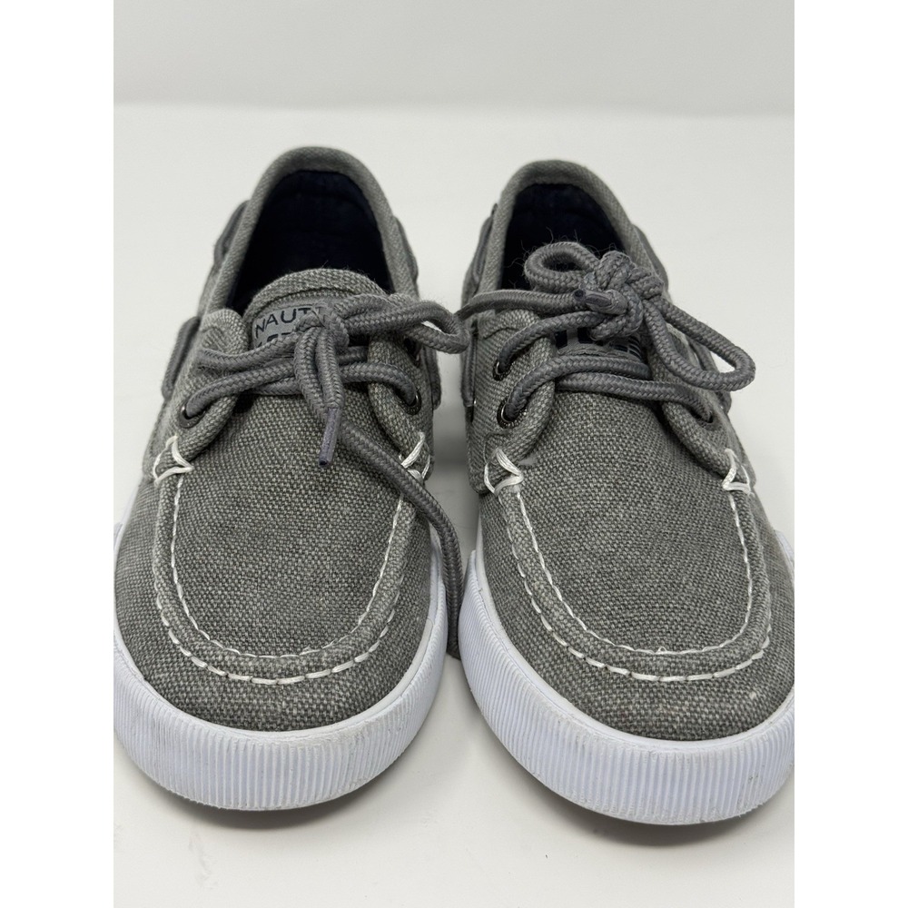 Nautica Spinnaker Kid's Boat Shoes Gray Canvas 2-Eye Size 13 - Picture 4 of 13